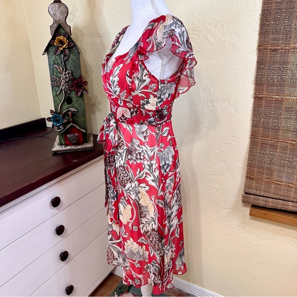 Diane Von Furstenberg red floral silk dress - Picture 3 of 9